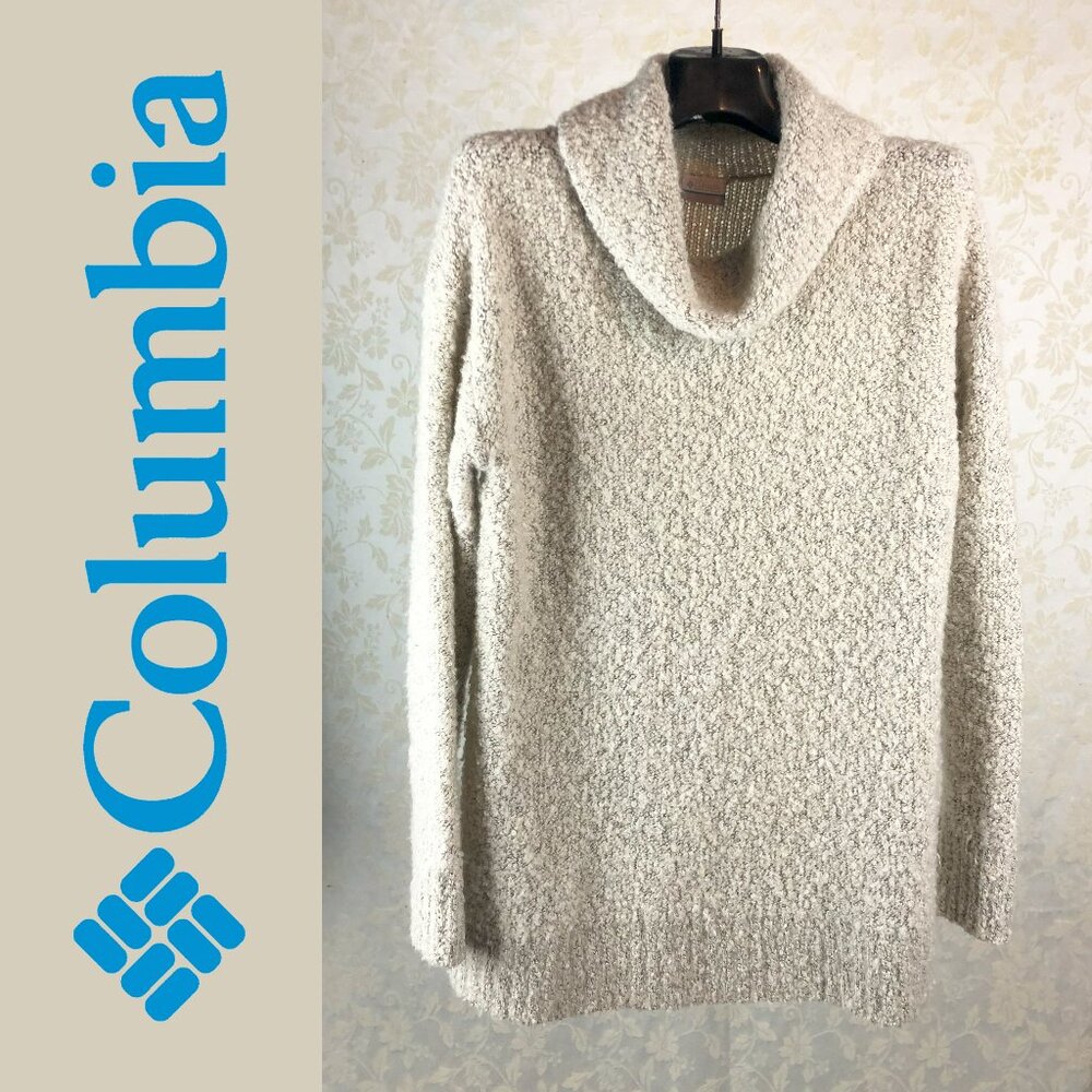Columbia Cowl neck super soft long sweater Mohair wool beige / cream cozy XL